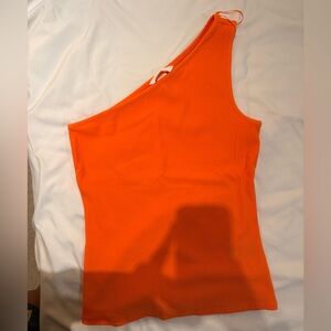 One shoulder ribbed tank top